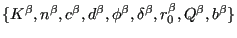 $ \{K^\beta,n^\beta,c^\beta,d^\beta,\phi^\beta,\delta^\beta,r_0^\beta,Q^\beta,b^\beta\}$