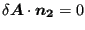 $ \delta \boldsymbol{A} \cdot \boldsymbol{n_2}=0$