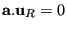 $ \mathbf{a}.\mathbf{u}_R
=0$