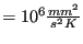 $ = 10^{6}
\frac{mm^2}{s^2 K }$