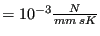 $ = 10^{-3}
\frac{N}{mm\: s K }$